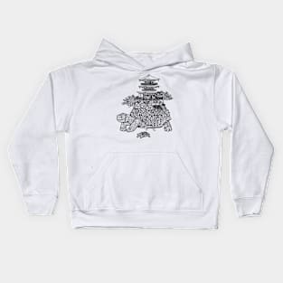 Minimalist temple turtle Kids Hoodie